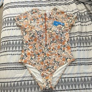 Elodie Ditsy Zipper Short Sleeve One Piece Swimsuit